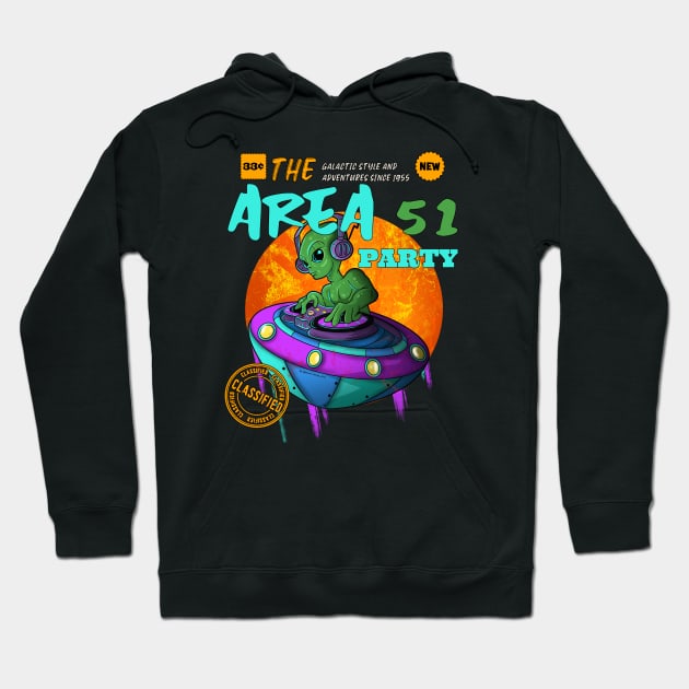 Space Party Music DJ Alien Hoodie by Trendy Black Sheep